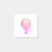 Rosa Vintager Heißluftballon - Sticknotizen Post-it Klebezettel (Vorderseite)