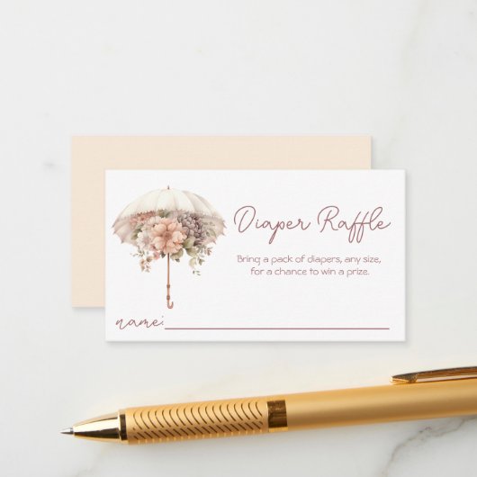 Rosa Vintager Regenschirm-Duschkopf Windelwanne Begleitkarte (Vorderseite/Rückseite Beispiel)