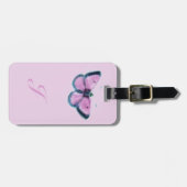 rosa Vintager Schmetterling Gepäckanhänger (Vorderseite horizontal)
