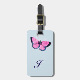 rosa Vintager Schmetterling no2 Gepäckanhänger