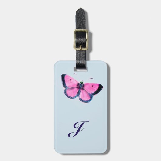 rosa Vintager Schmetterling no2 Gepäckanhänger (Vorderseite vertikal)