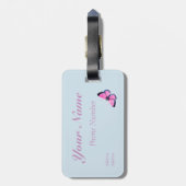 rosa Vintager Schmetterling no2 Gepäckanhänger (Rückseite vertikal)