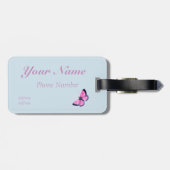 rosa Vintager Schmetterling no2 Gepäckanhänger (Rückseite horizontal)