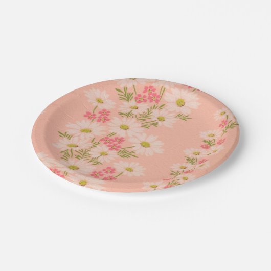 Rosa Vintager Tapetenpapier-Teller mit Pappteller (Schrägansicht)