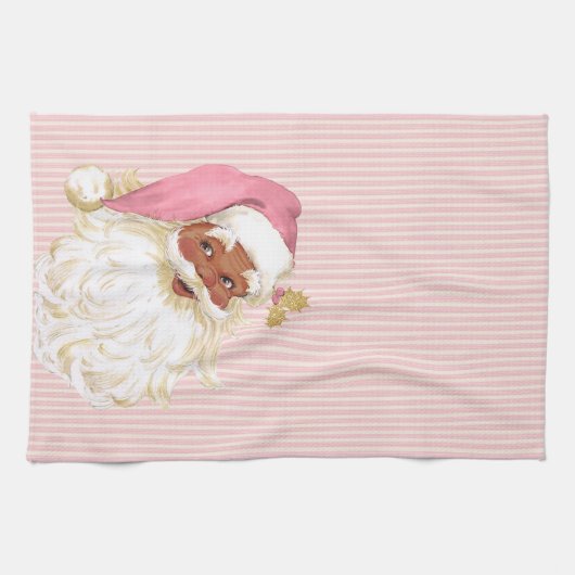 Rosa Vintager Viktorianischer Weihnachtsmann Geschirrtuch (Horizontal)