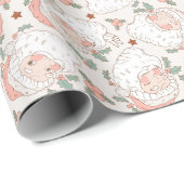 Rosa Vintager Weihnachtsmann Geschenkpapier (Rolleneckpunkt)