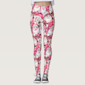 Rosa Vintager Weihnachtsmann Tartan Karierte Weihn Leggings (Vorderseite)