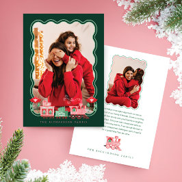 Rosa Vintager Zug Weihnachtsbaum Delivery Foto Feiertagskarte