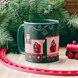 Rosa Vintager Zug Weihnachtsbaum Delivery Foto Tasse