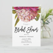 rosa Vintages Blumengrün Brautparty Einladung (Stehend Vorderseite)