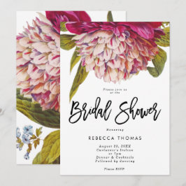 rosa Vintages Blumengrün Brautparty Einladung