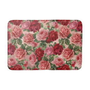 Rosa Vintages Blumenmuster auf Rosa Rose Gold Badematte