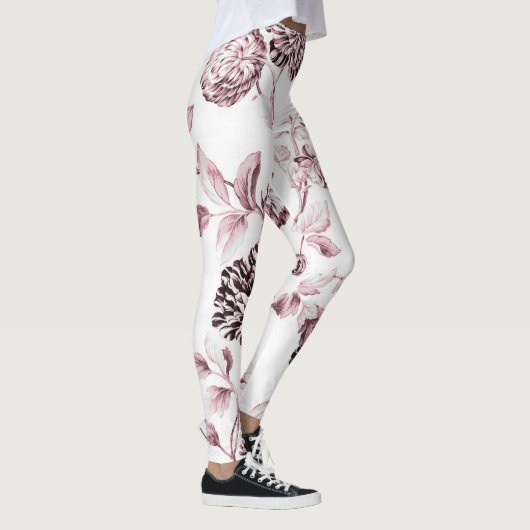 Rosa Vintages botanisches Blumenspielzeug Nr.2 Leggings (Rechts)