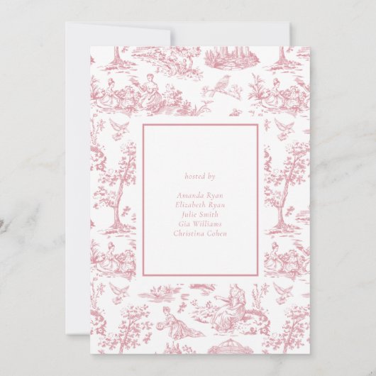 Rosa Vintages Brautparty Einladung (Rückseite)