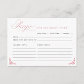 Rosa Vintages Brautparty Rezept Karte (Vorderseite)