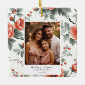 Rosa Vintages florales Foto Keramikornament (Vorderseite)