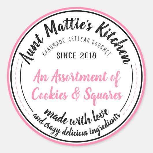 Rosa Vintages handgefertigtes Kunsthandwerk - Lebe Runder Aufkleber (Vorderseite)