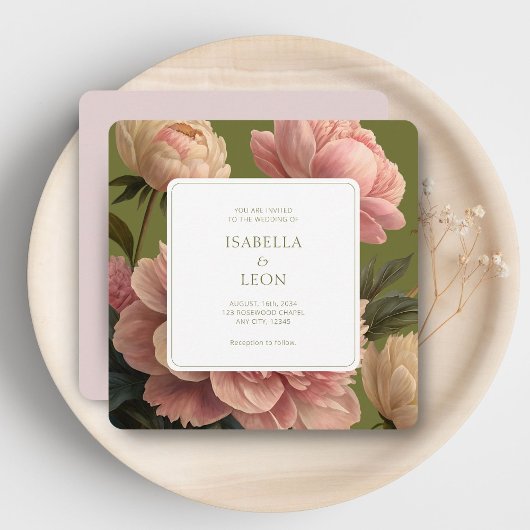 Rosa | Vintages Olivenöl und Rose Einladung