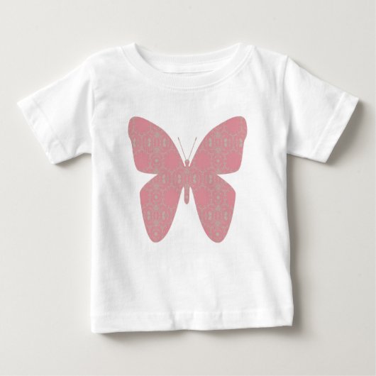 Rosa Vintages Schmetterlingskleid Baby T-shirt (Vorderseite)