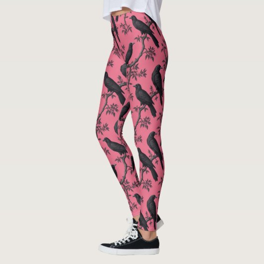 Rosa Vintages Vogelmuster Leggings (Links)