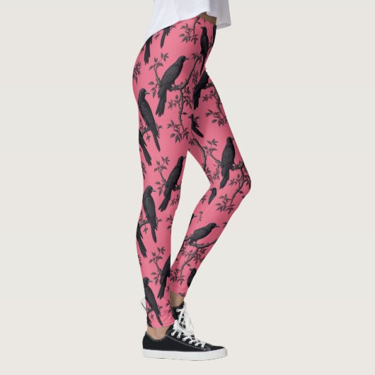 Rosa Vintages Vogelmuster Leggings (Rechts)