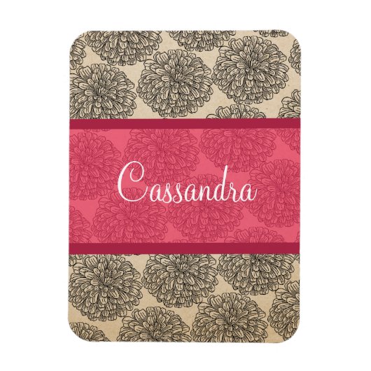 Rosa Vintages Zinnia Premium Magnet (Vertikal)