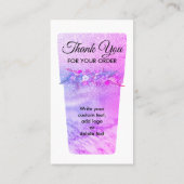 Rosa Vinyl gedruckte Tasse Tumbler Care Anleitung Visitenkarte (Rückseite)