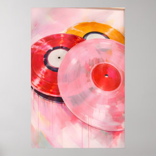 Rosa Vinyl-Schallplatten-Wandkunst, Y2K Mädchen-Zi Poster