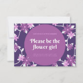 Rosa Violet Illustriert Blume Girl Wedding Card Einladung (Vorderseite)