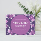 Rosa Violet Illustriert Blume Girl Wedding Card Einladung (Stehend Vorderseite)