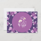 Rosa Violet Illustriert Blume Girl Wedding Card Einladung (Rückseite)