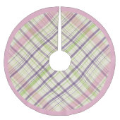 Rosa Violet Lila Lime Green Kariertes Muster Polyester Weihnachtsbaumdecke (Vorderseite)