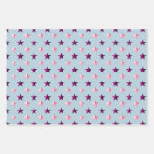 Rosa Violet Lila Stars Dusty Blue Geschenkpapier Set (Vorderseite 2)