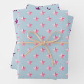 Rosa Violet Lila Stars Dusty Blue Geschenkpapier Set (Beispiel)