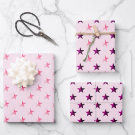 Rosa Violett Lila Stars Rosa Rosa Geschenkpapier Set