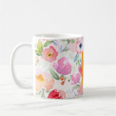 Rosa violette Blumen Aquarellfarben Monogramm Kaffeetasse (Links)