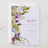 Rosa violette Blumen | Bloom Baby Shower Einladung (Vorderseite)