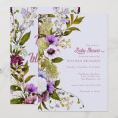 Rosa violette Blumen | Bloom Baby Shower Einladung (Vorne/Hinten)