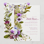 Rosa violette Blumen | Bloom Bridal Shower Einladung (Vorne/Hinten)