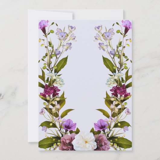 Rosa violette Blumen | Bloom Bridal Shower Einladung (Rückseite)