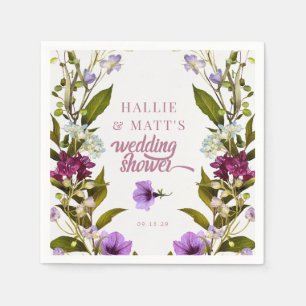 Rosa violette Blumen Bloom Bridal Shower Serviette