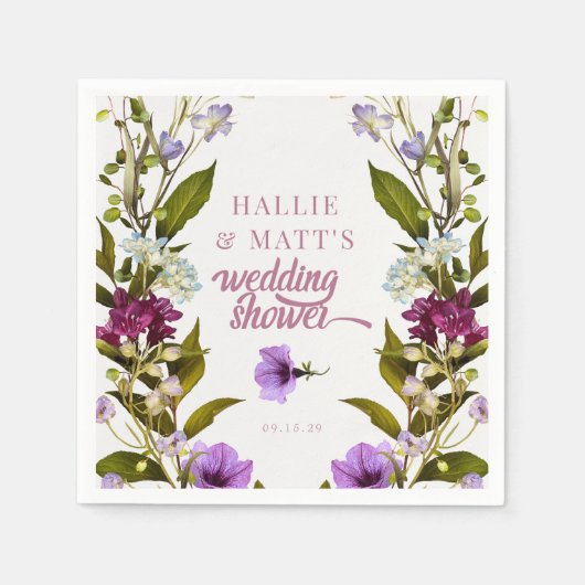 Rosa violette Blumen | Bloom Bridal Shower Serviette (Vorderseite)