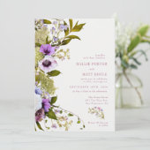 Rosa violette Blumen | Bloom Wedding Einladung (Stehend Vorderseite)