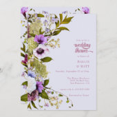 Rosa violette Blumen | Bloom Wedding Shower Einladung (Vorne/Hinten)