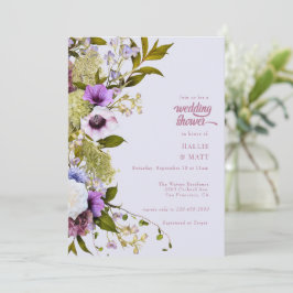 Rosa violette Blumen | Bloom Wedding Shower Einladung