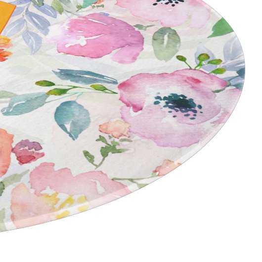 Rosa violette Blumen Chic Monogramm Schneidebrett (Ecke)