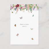 Rosa violette Blumen mit Schmetterlingen Begleitkarte (Rückseite)