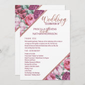 Rosa violette Blumen Rose Gold Hochzeitsprogramm Programm (Vorne/Hinten)