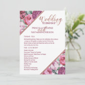 Rosa violette Blumen Rose Gold Hochzeitsprogramm Programm (Stehend Vorderseite)