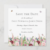 Rosa violette Blumen und Schmetterlinge Save the D Date (Vorderseite)